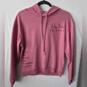 Vintage Aesthetic Friends TV Show Hoodie Pink New York City Skyline Oversized